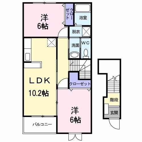 セレッソ(2LDK/2階)の間取り写真
