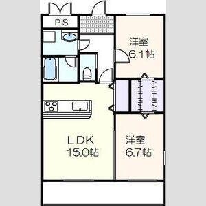 ロイヤルパークサイドヒルズ(2LDK/4階)の間取り写真