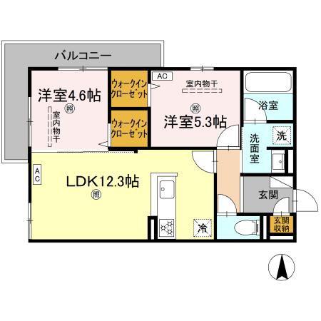 CAMPANELLA山本(2LDK/2階)の間取り写真