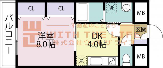 YMクレスト(1DK/7階)の間取り写真