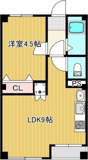 南山ビル(1LDK/4階)の間取り写真
