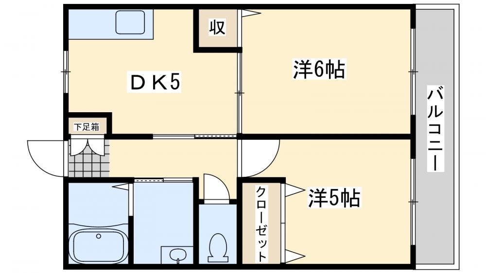 パーシモン B(2DK/1階)の間取り写真