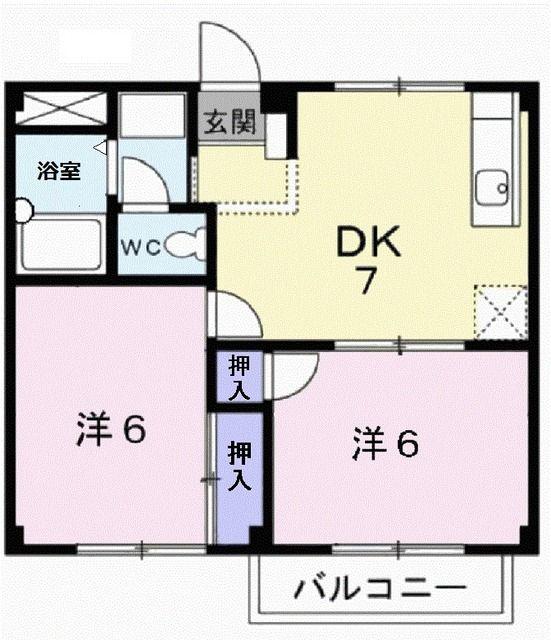 シティハイツ三須(2DK/2階)の間取り写真