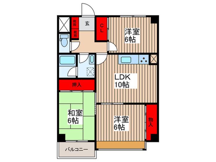 ドリーム大宮盆栽町(3LDK/4階)の間取り写真