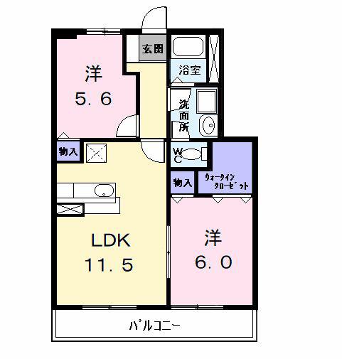 カトルセゾン五反田III(2LDK/1階)の間取り写真