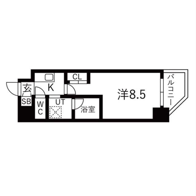 K RESIDENCE蒲田(1K/8階)の間取り写真