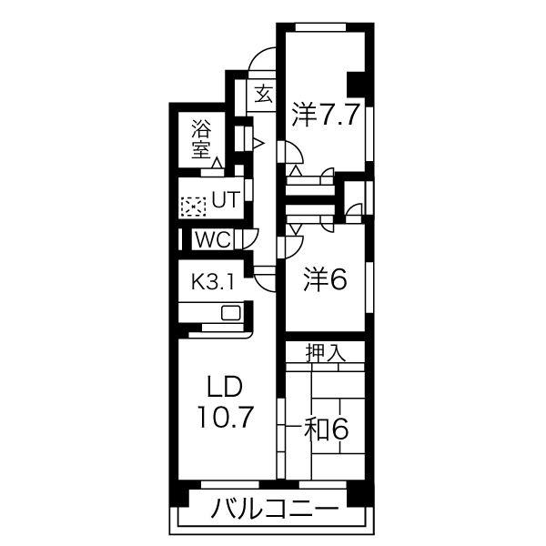 オーデブルージュ(3LDK/7階)の間取り写真