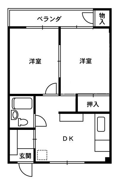 若竹ビル(2DK/2階)の間取り写真