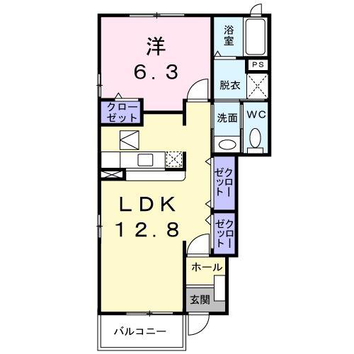 パインアヴェニュ- A(1LDK/1階)の間取り写真