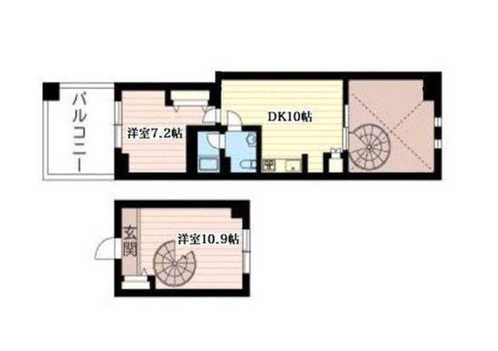レジデンスシャルマン月島(2DK/8階)の間取り写真