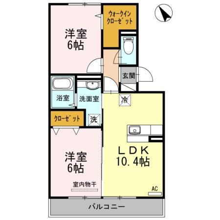 アルベラータII(2LDK/2階)の間取り写真