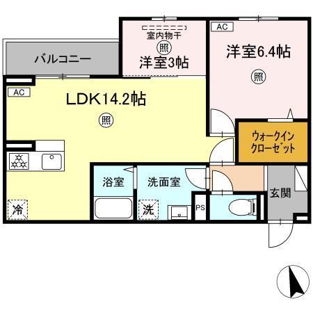 PREMILIFE大州浜(2LDK/1階)の間取り写真