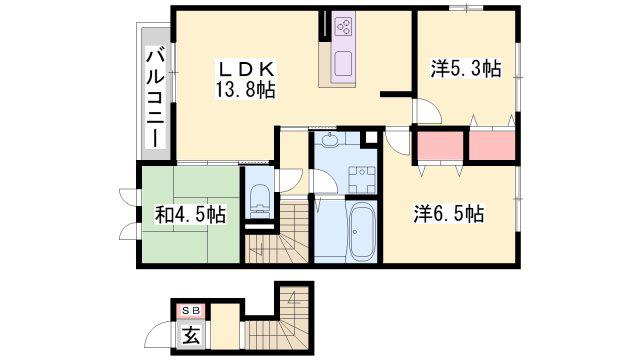 ミリオンフルール(3LDK/2階)の間取り写真