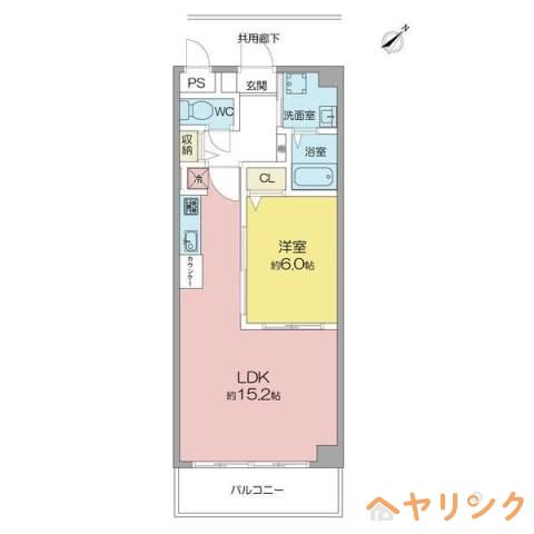 LAULEA神丘(1LDK/2階)の間取り写真