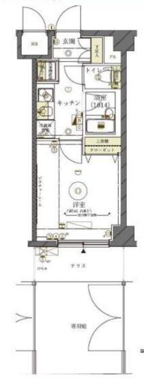 クレイシア矢口(1K/1階)の間取り写真