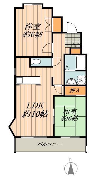 ベルパレス千代田(2LDK/2階)の間取り写真
