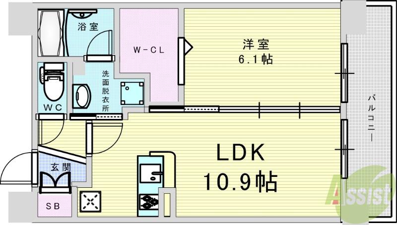 BENTLEY-TAS(1LDK/6階)の間取り写真