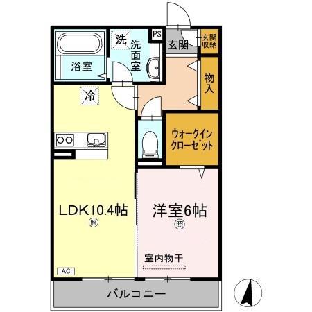 プリマヴェーラ(1LDK/2階)の間取り写真