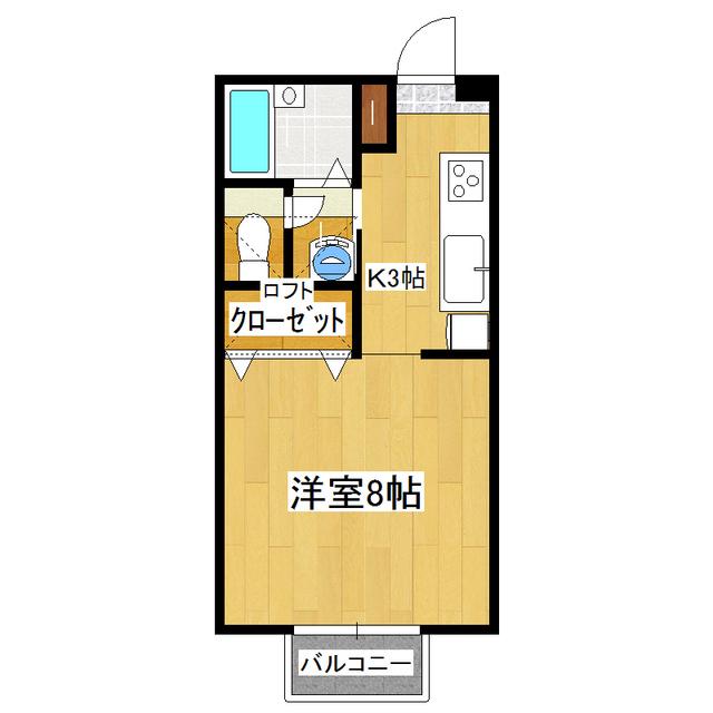 リベラルハイツII(1K/2階)の間取り写真