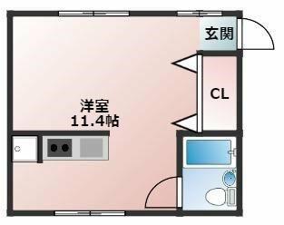 65ハイランド(ワンルーム/2階)の間取り写真
