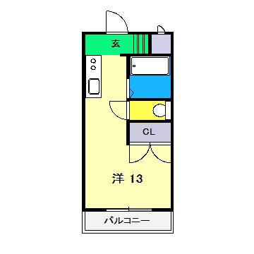 サンシャトウ城山(ワンルーム/1階)の間取り写真