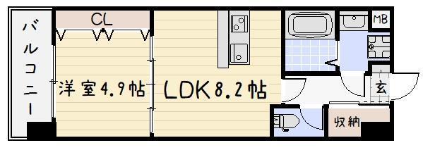 ビクトワール歯大前(1LDK/7階)の間取り写真