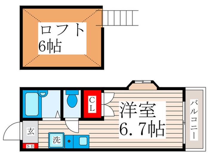 メゾンルミエールI号棟(ワンルーム/2階)の間取り写真