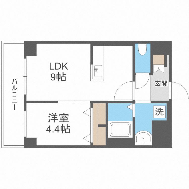 ホルツ博多駅前(1LDK/4階)の間取り写真