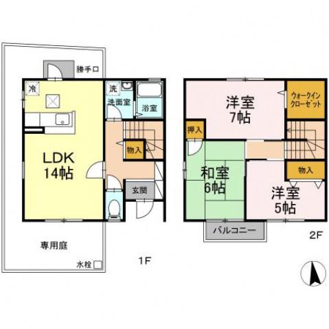 KNサニーハイツ(3LDK/1階)の間取り写真
