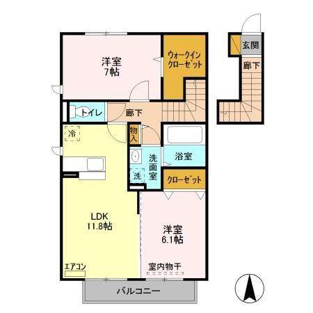 パーク・レジーナAB(2LDK/2階)の間取り写真