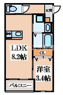 パロス西堤(1LDK/1階)の間取り写真
