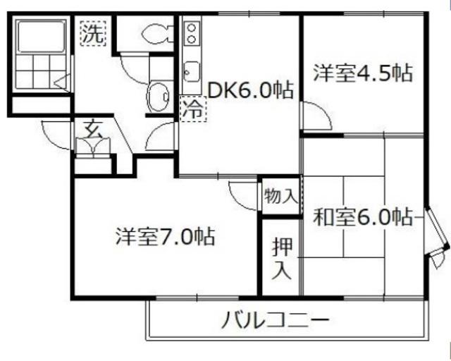 ジュネスベルE(3DK/2階)の間取り写真