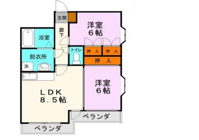 ラフィーネ出水(2LDK/2階)の間取り写真
