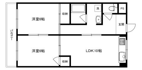 レジデントヒラノ(2LDK/3階)の間取り写真