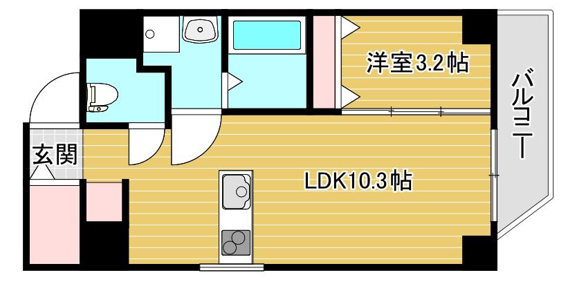 LA BENTEN(1LDK/4階)の間取り写真