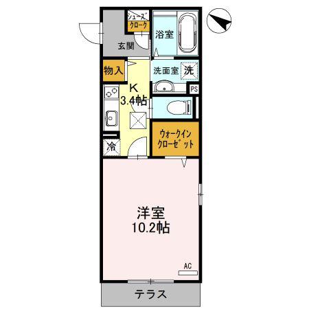 オーキッド・HILL(1K/1階)の間取り写真