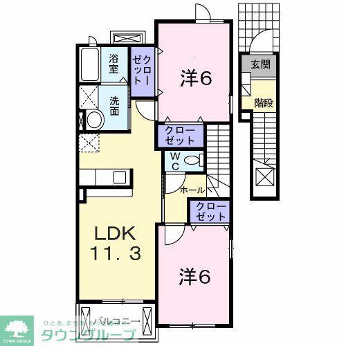 アルドール(2LDK/2階)の間取り写真