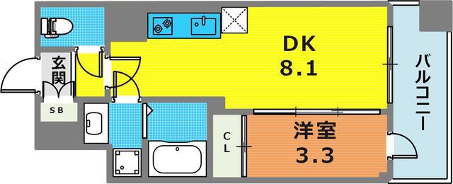 SDグランツ三宮イーストフロント(1LDK/10階)の間取り写真