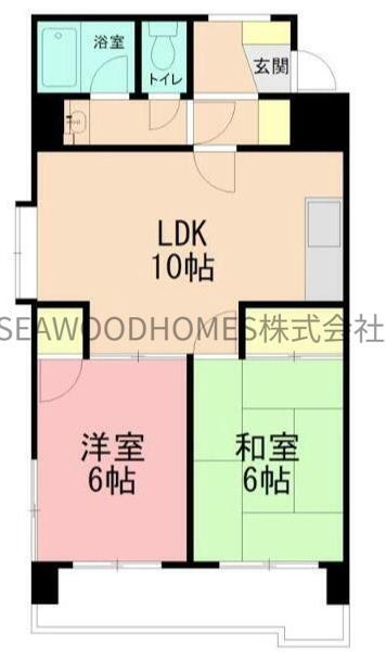 日宝コート金沢文庫(2LDK/2階)の間取り写真