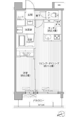 カリーチェ八潮(1LDK/5階)の間取り写真