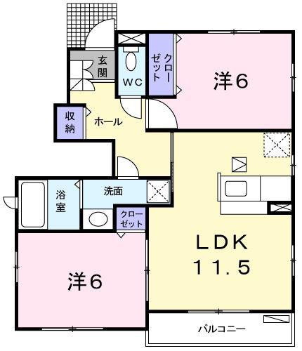 フレンドリー(2LDK/1階)の間取り写真