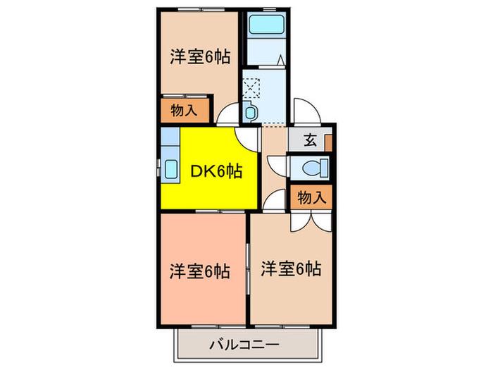 フォレストK A棟(3DK/2階)の間取り写真