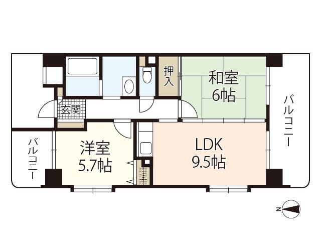 ルーヴル楠木(2LDK/2階)の間取り写真