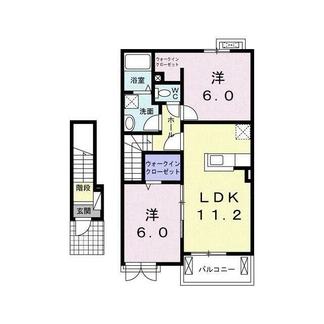 ラフィネ ヌフ(2LDK/2階)の間取り写真