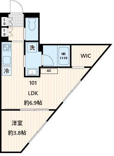 FULLEA不動前(1LDK/1階)の間取り写真