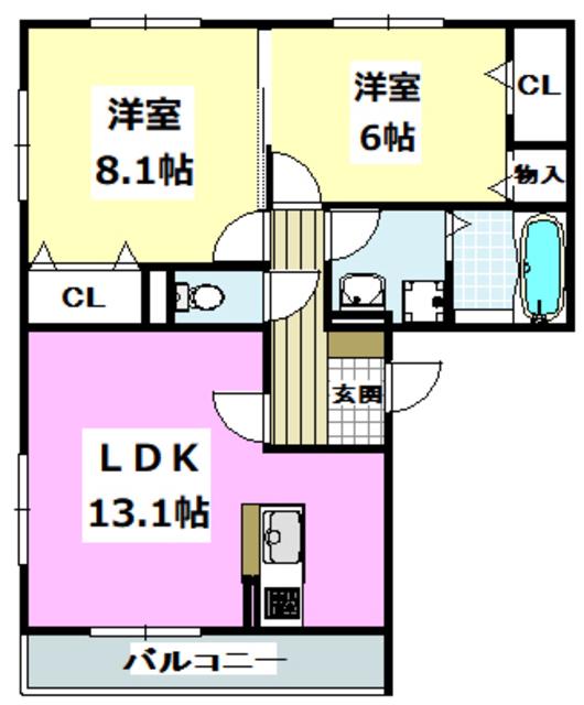 アーバンヒルズ(2LDK/2階)の間取り写真