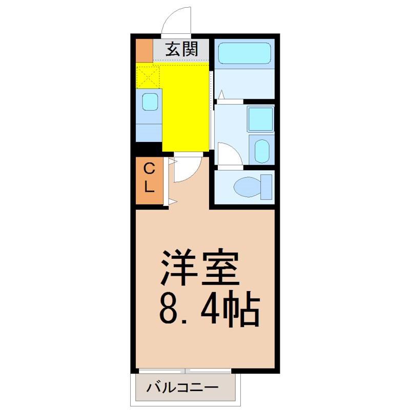 リブレア豊II(1K/1階)の間取り写真