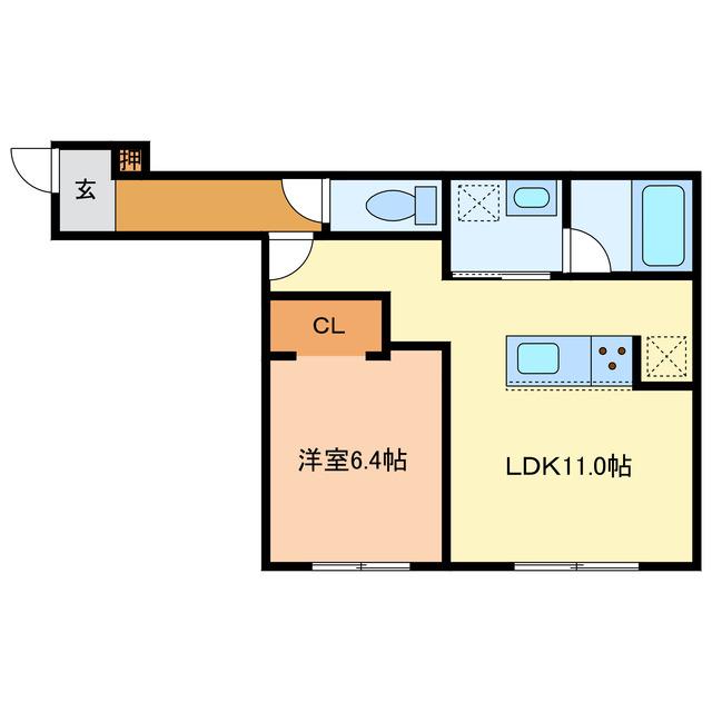 東郊1丁目アパート(1LDK/1階)の間取り写真