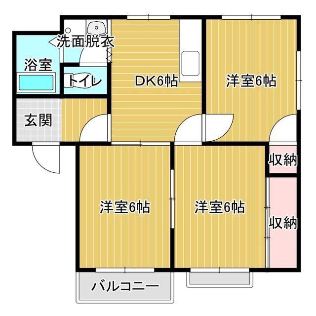 コモンズ原市(3DK/1階)の間取り写真