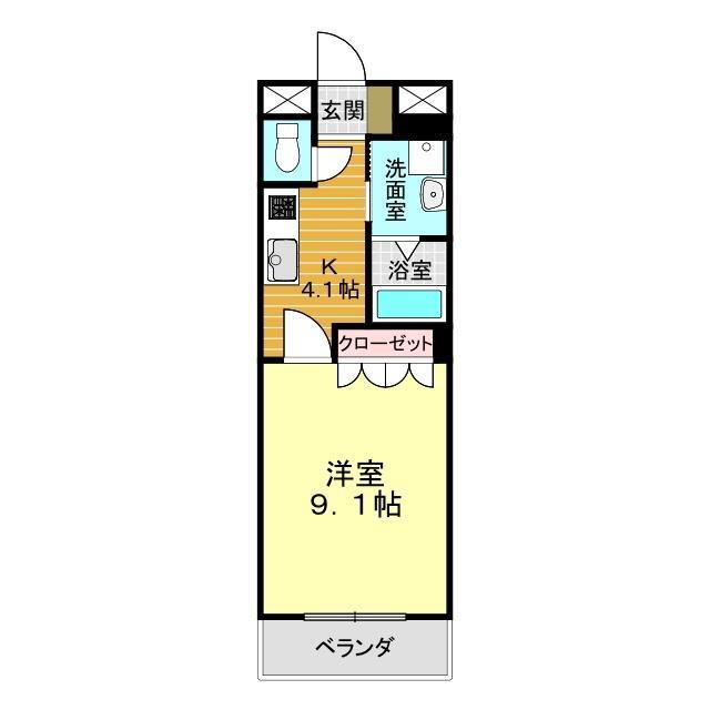 サンシャイン生山(1K/2階)の間取り写真